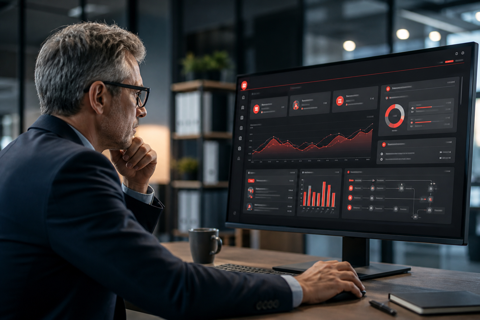 Business leader using an operations dashboard