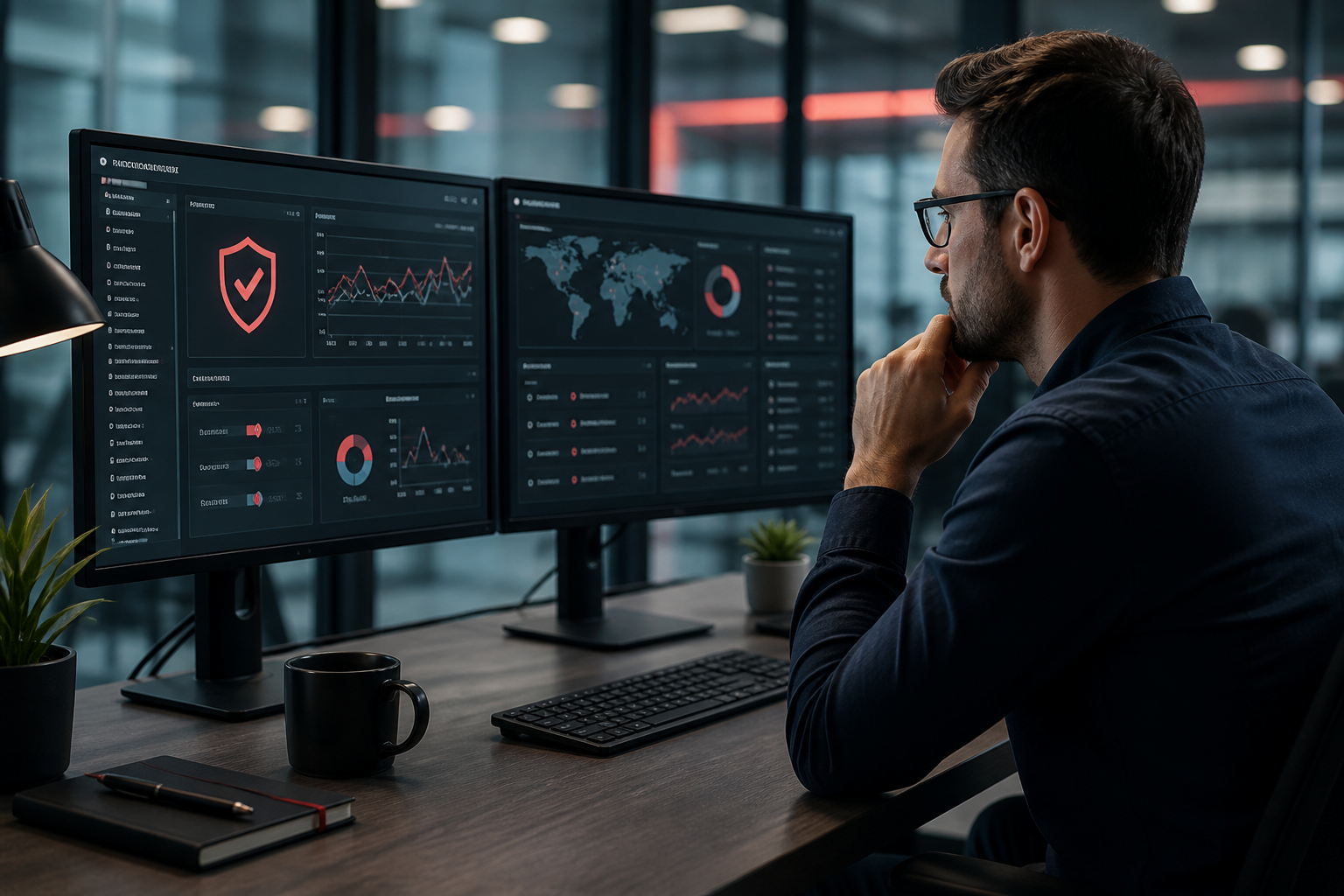 Engineer monitoring application security and maintenance