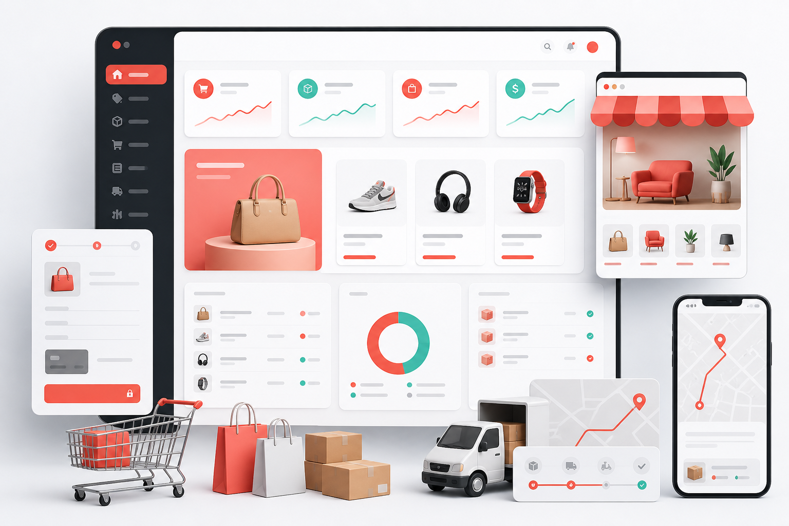 A faster commerce journey connected to daily operations digital solution illustration