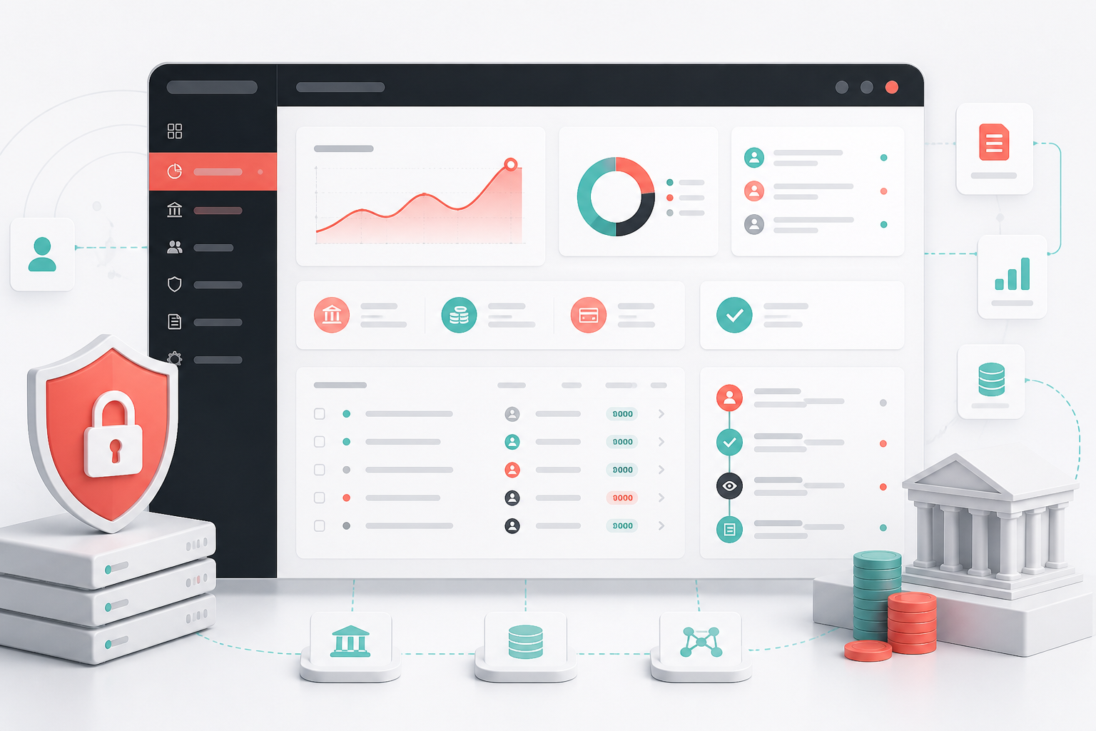 A secure operations portal for faster financial workflows digital solution illustration